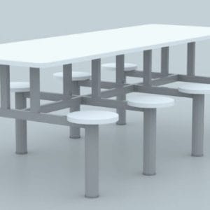 Mesa de refeitório com banco fixo