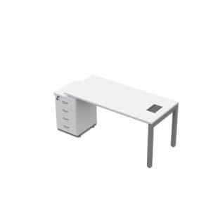Mesa reta com pé de aço